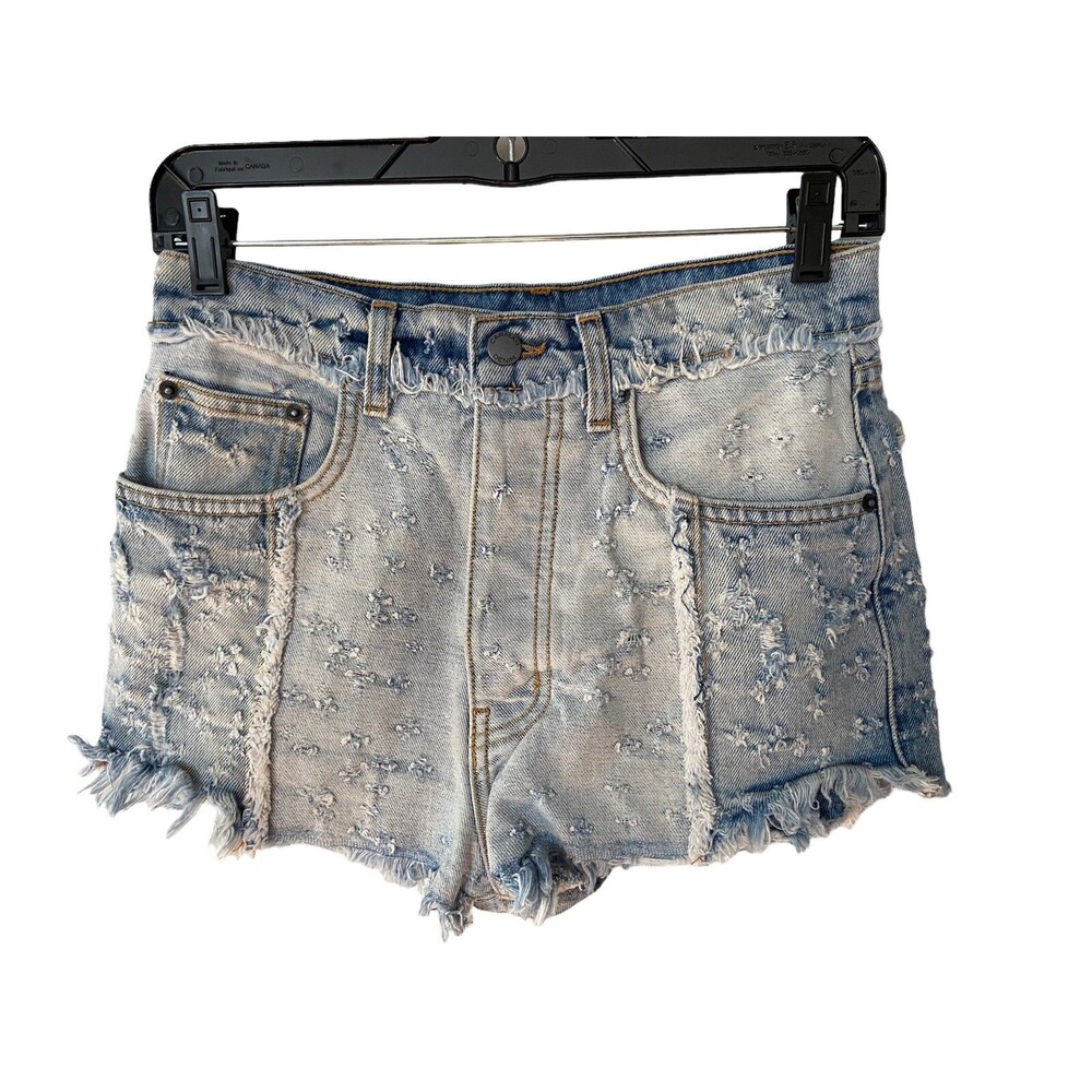 Carmar Womens Titania Slim Hi Rise Tilton Jean Short Size 25 Blue Micro Cut Offs